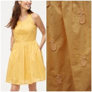 J.Crew Yellow Pineapples Mini Dress Small Pockets Summer Dress Spring